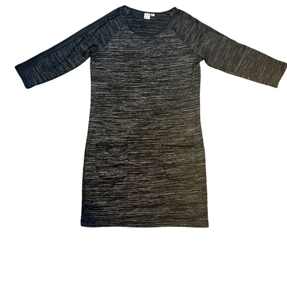 𝅺TWIK by Simons sweater dress long sleeve scoop neck black gray marled size M - Picture 3 of 15